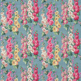 Sanderson Hollyhocks Petrol Blue/Multi Fabric