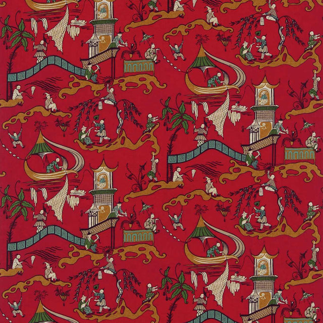 Sanderson Pagoda River Red/ Gold Fabric