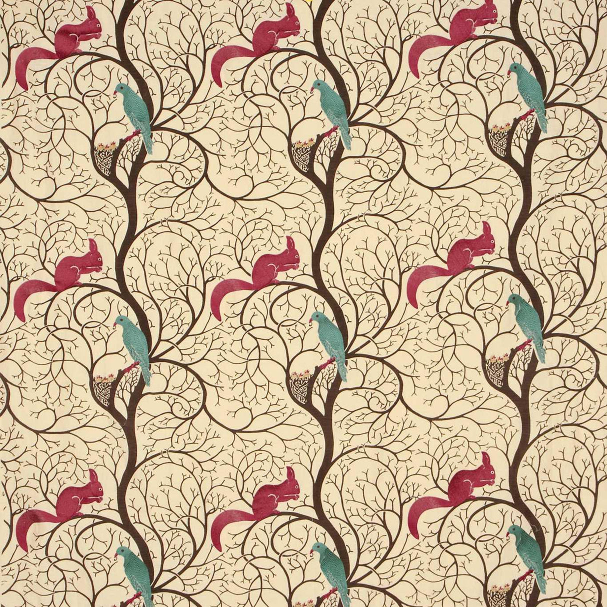 Sanderson Squirrel & Dove Wedgwood/ Cream Fabric