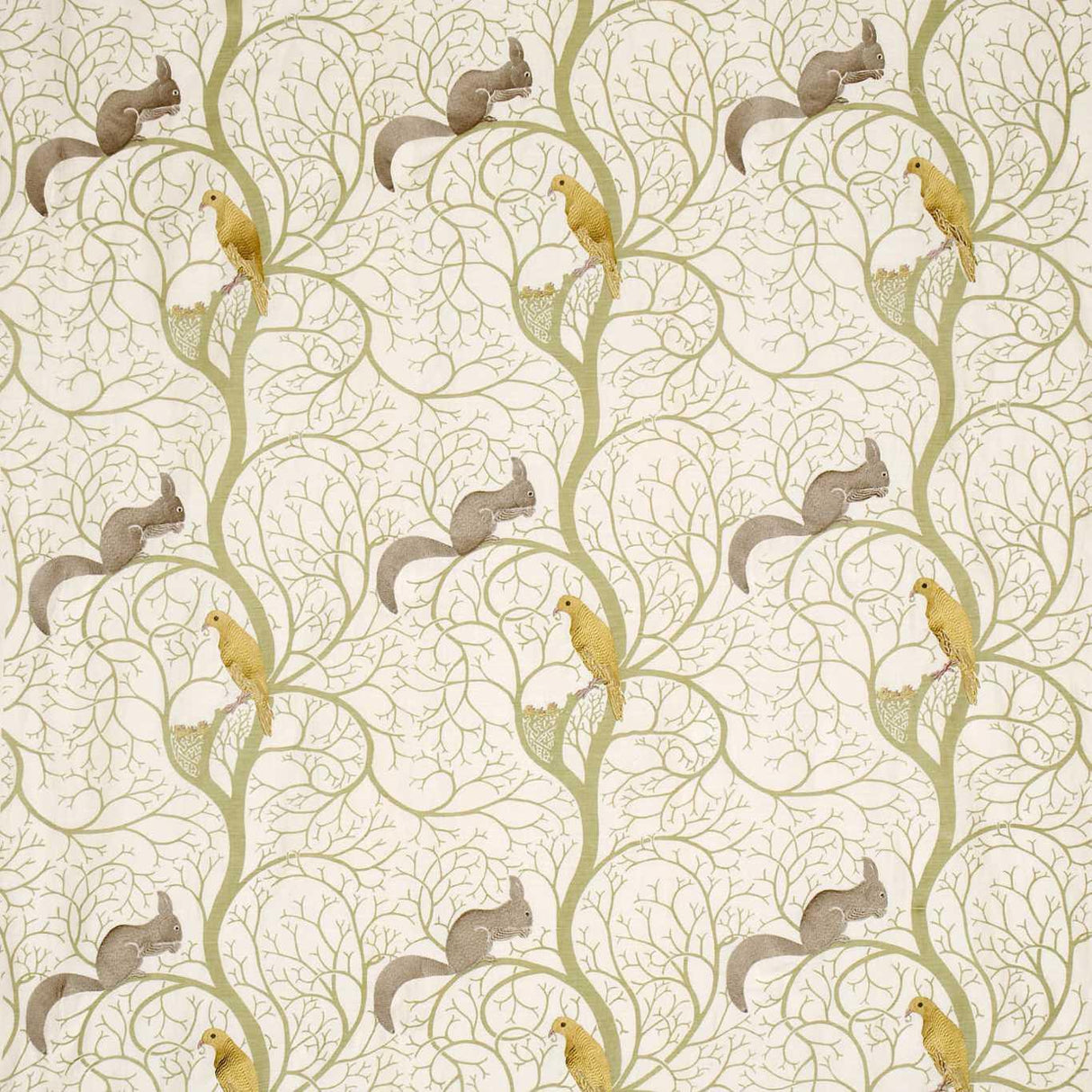 Sanderson Squirrel & Dove Emerald/ Rose Fabric