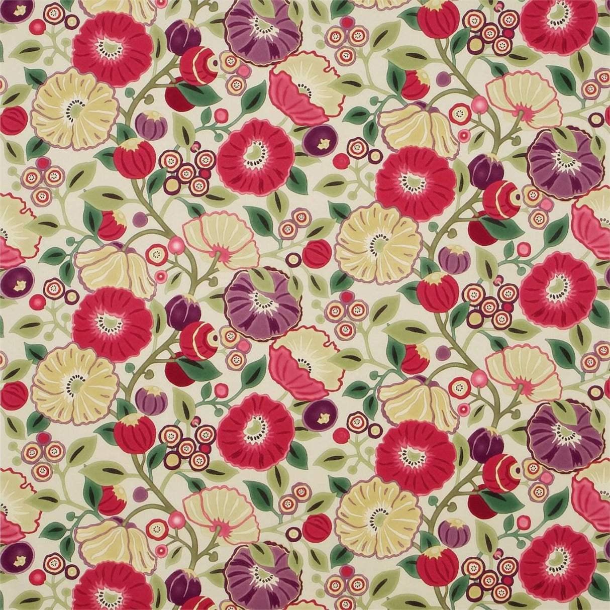 Sanderson Tree Poppy Red/ Plum Fabric