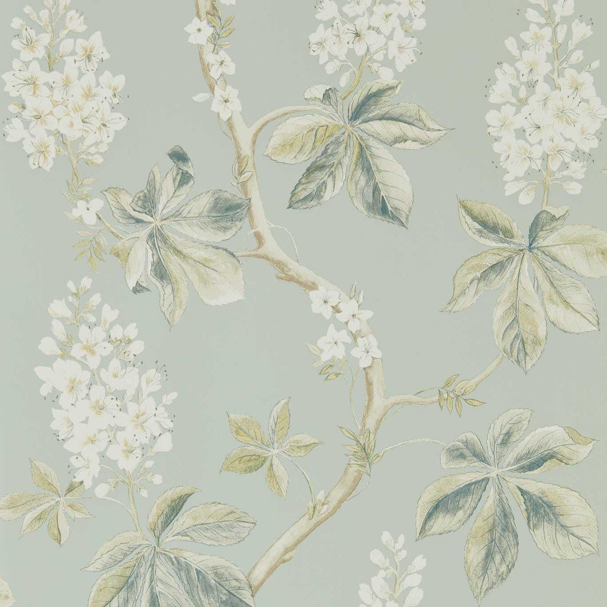 Sanderson Chestnut Tree Grey Blue/Sage Wallpaper