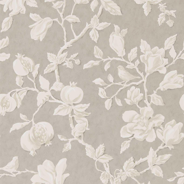 Sanderson Magnolia & Pomegranate Silver/Linen Wallpaper