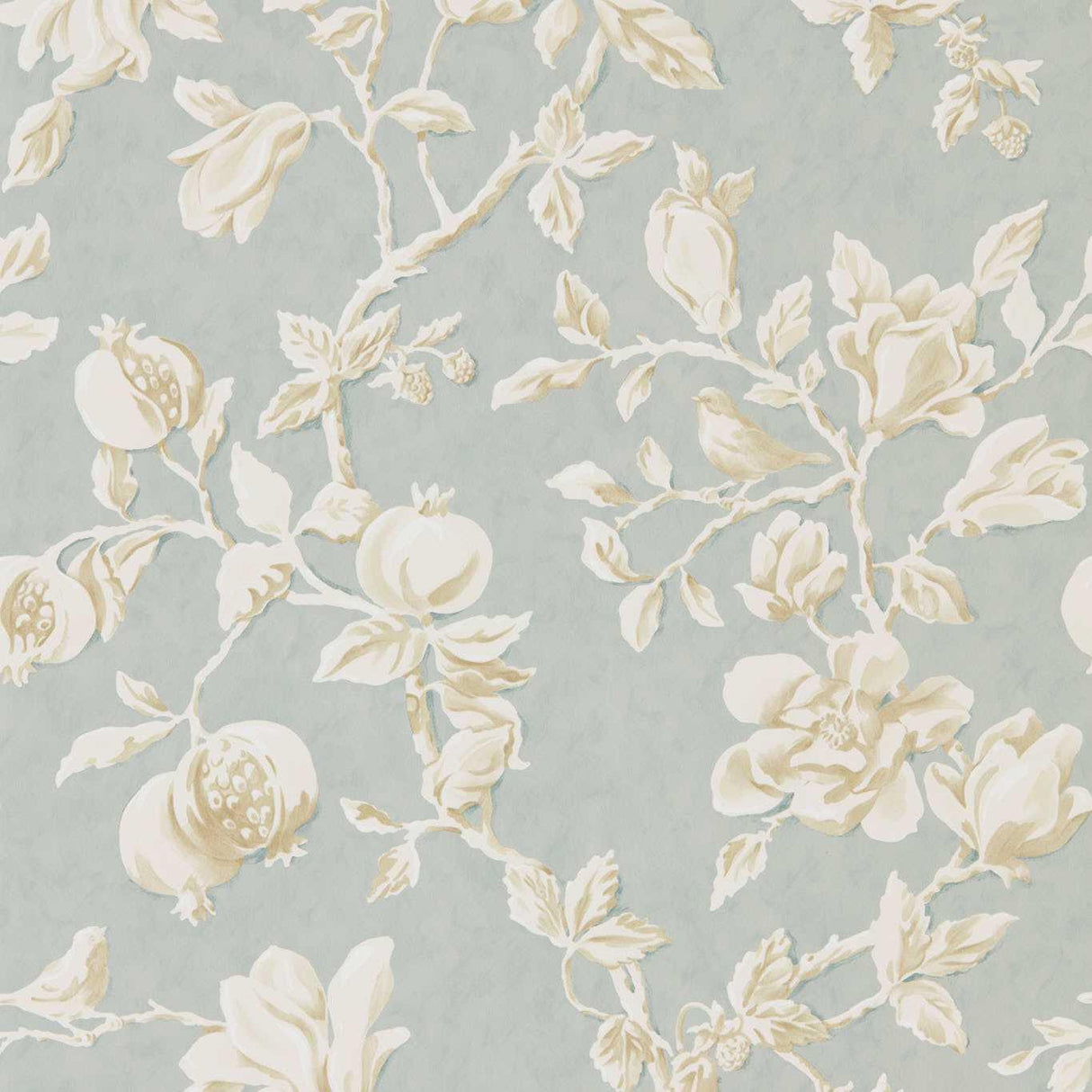 Sanderson Magnolia & Pomegranate Grey Blue/Parchment Wallpaper