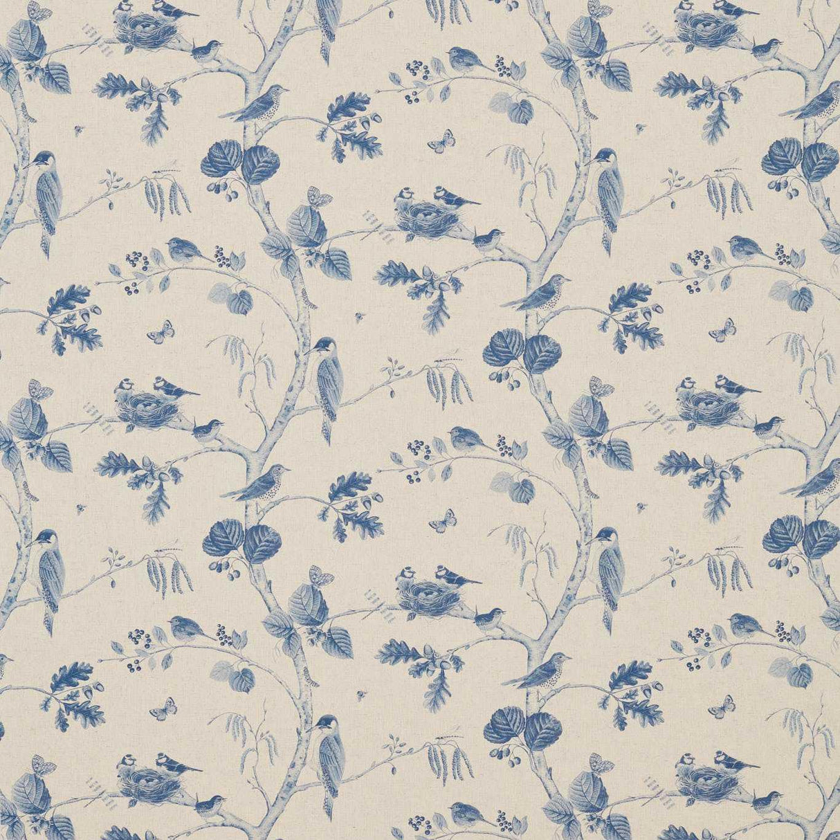 Sanderson Woodland Chorus Indigo/Linen Fabric