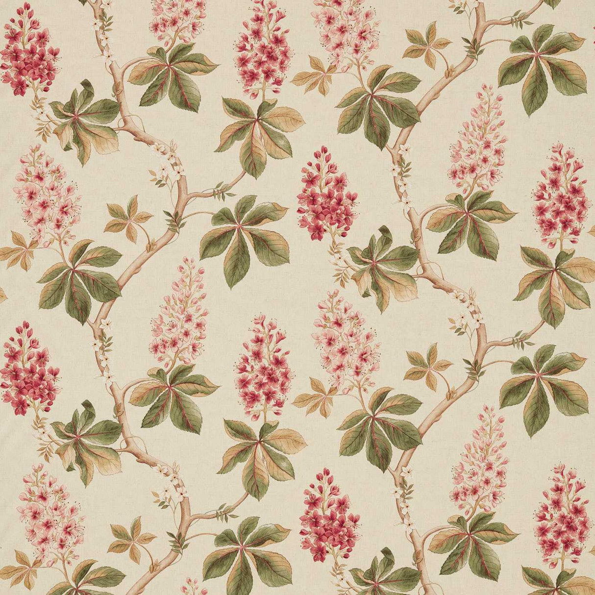 Sanderson Chestnut Tree Coral/Bayleaf Fabric