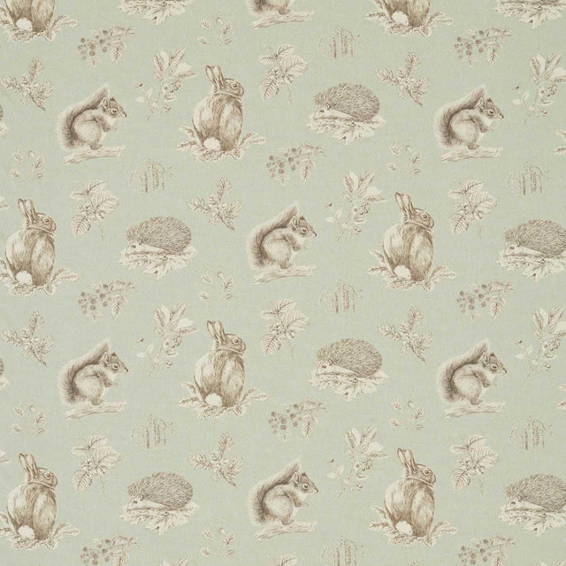 Sanderson Squirrel & Hedgehog Seaspray/Charcoal Fabric