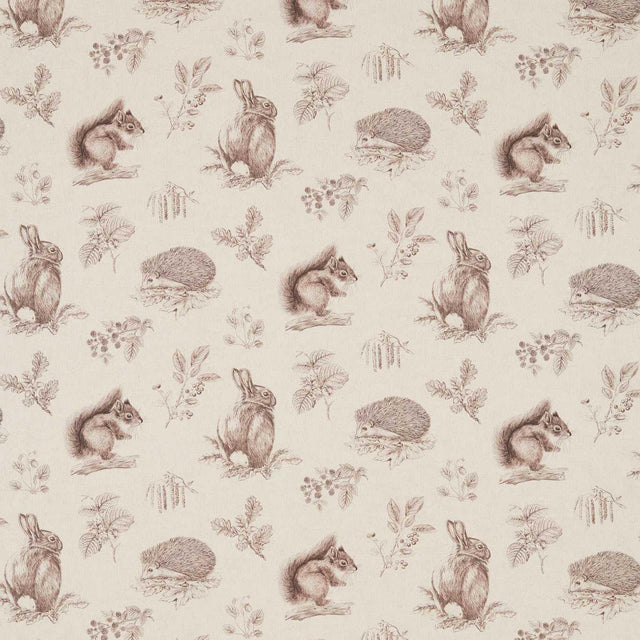 Sanderson Squirrel & Hedgehog Walnut/Linen Fabric