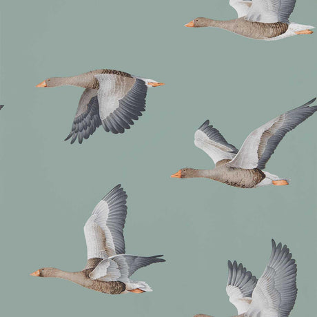 Sanderson Elysian Geese Blue Clay Wallpaper