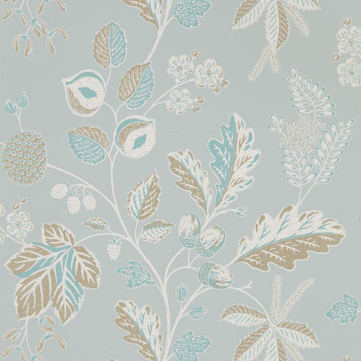 Sanderson Warwick Blue Grey Wallpaper