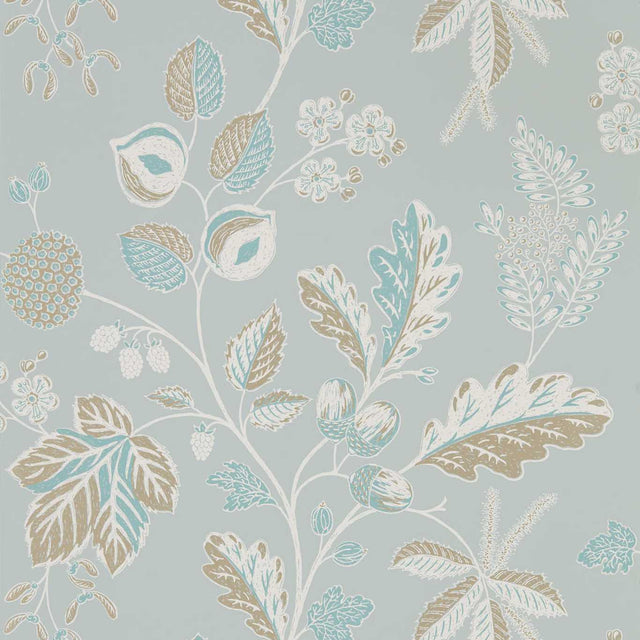 Sanderson Warwick Blue Grey Wallpaper