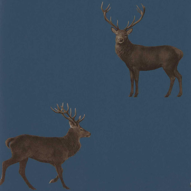 Sanderson Evesham Deer Indigo Wallpaper