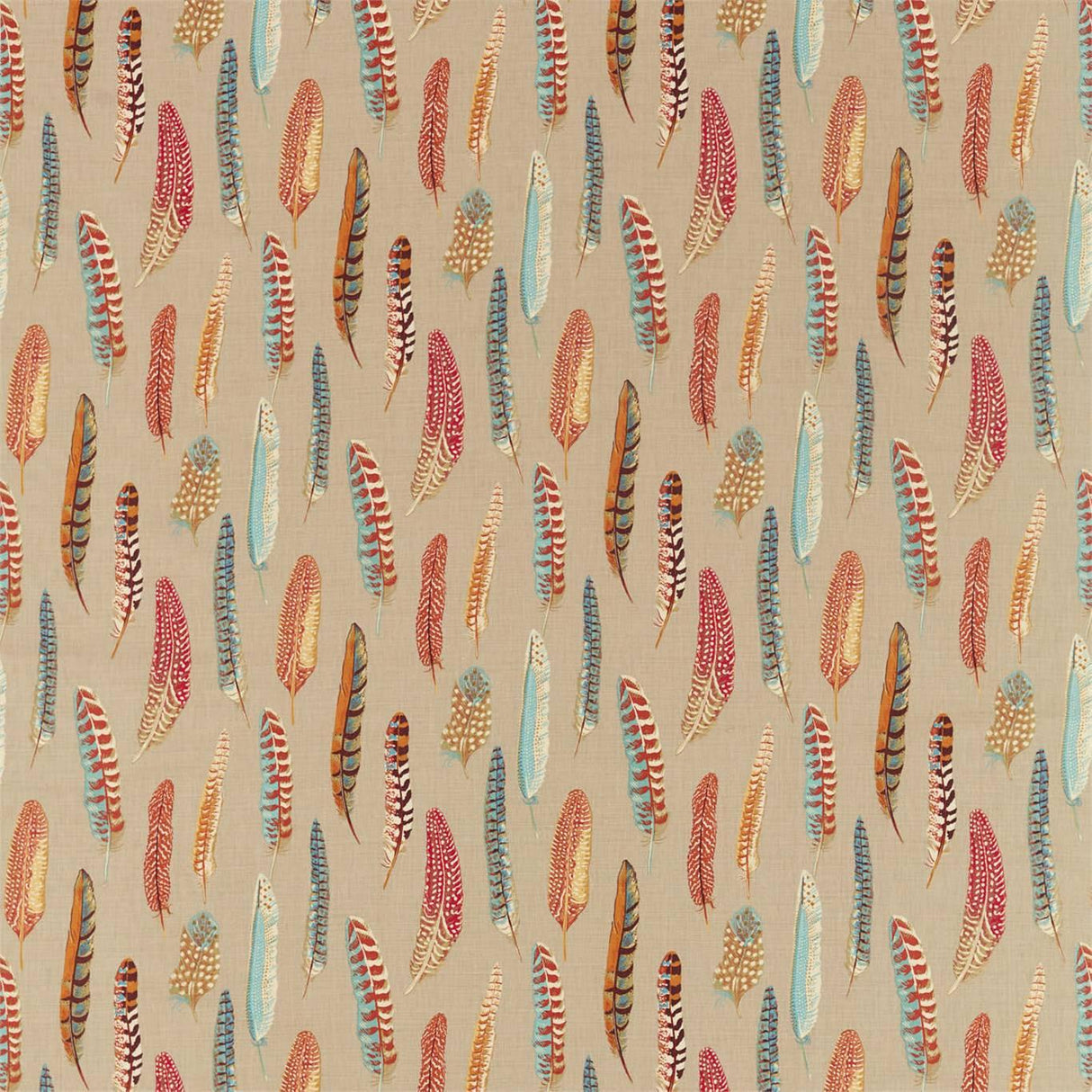 Sanderson Lismore Teal/Russet Fabric