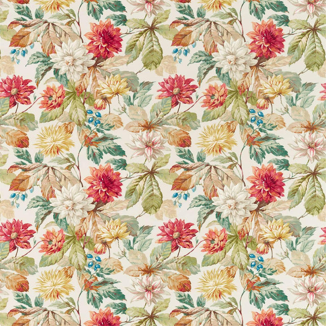 Sanderson Dahlia & Rosehip Briarwood/Russet Fabric