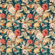 Sanderson Dahlia & Rosehip (Velvet) Teal/Russet Fabric