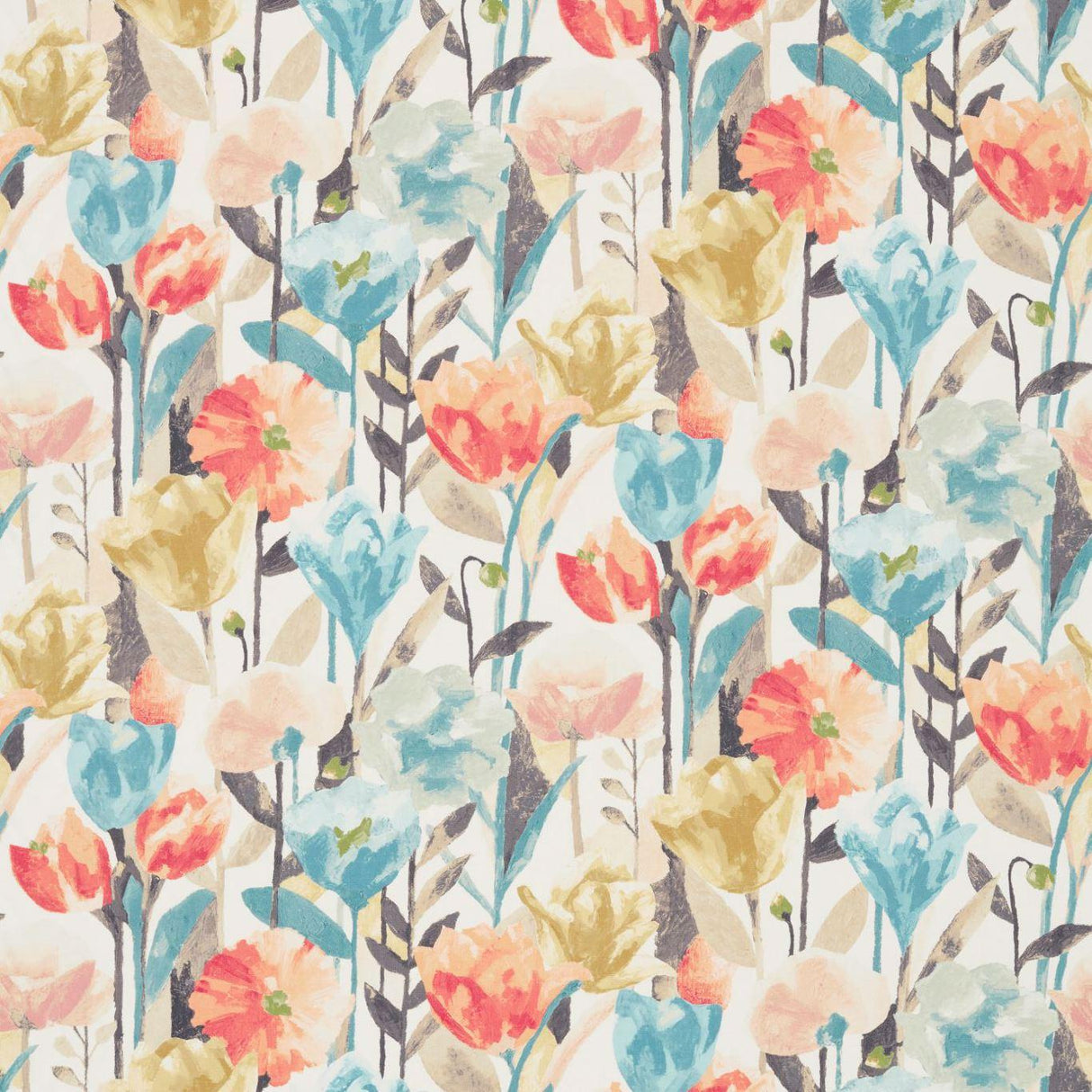 Harlequin Verdaccio Coral/Maize/Cornflower Fabric