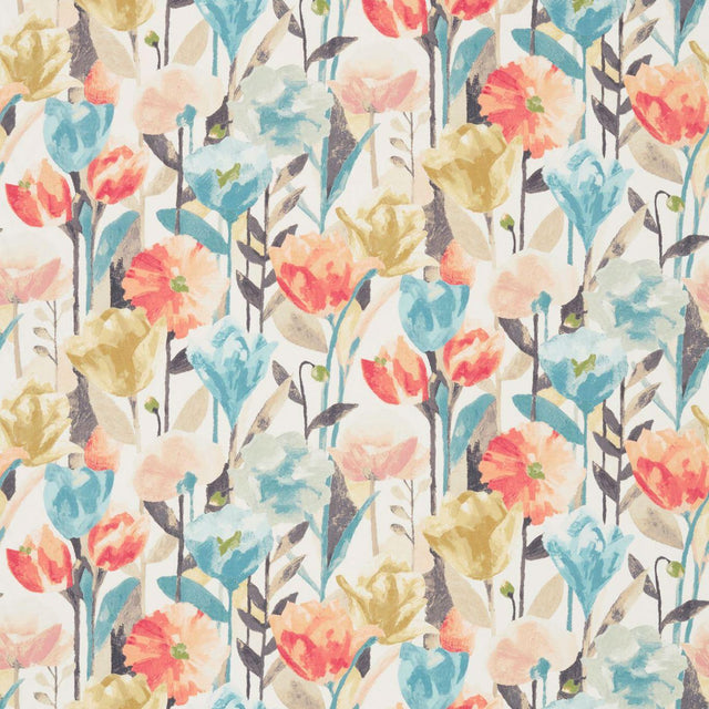 Harlequin Verdaccio Coral/Maize/Cornflower Fabric