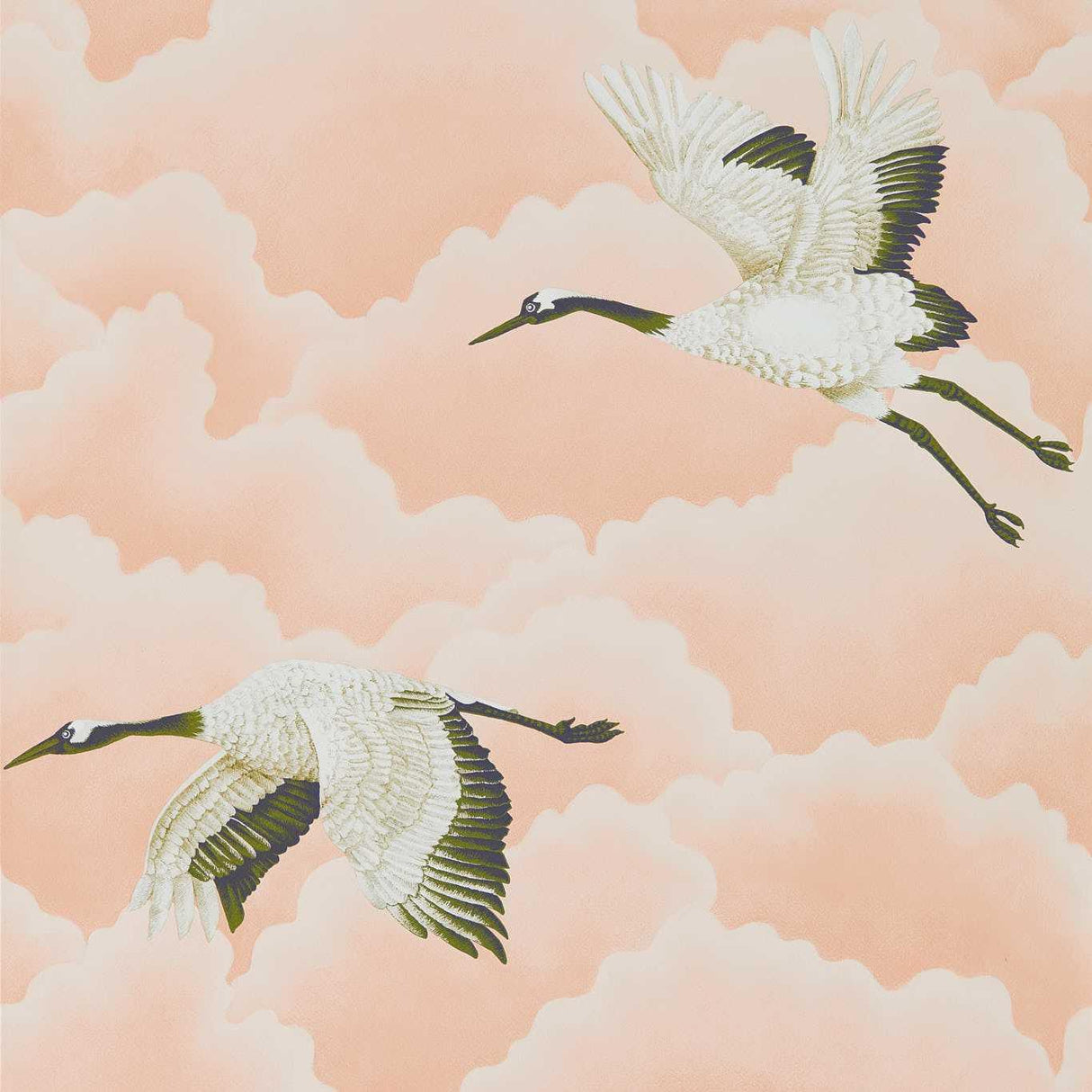 Harlequin Cranes in Flight Blush Wallpaper
