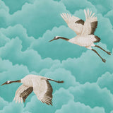 Harlequin Cranes in Flight Marine Wallpaper