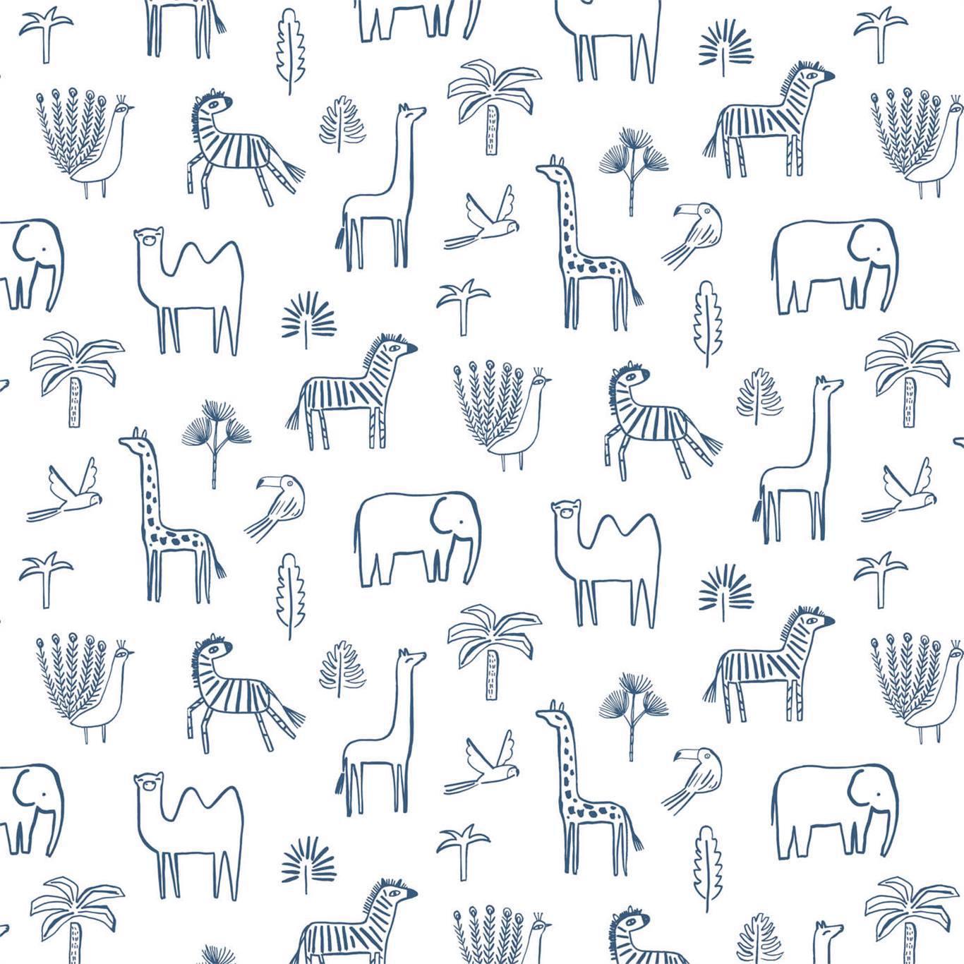 Harlequin Funky Jungle Navy Wallpaper
