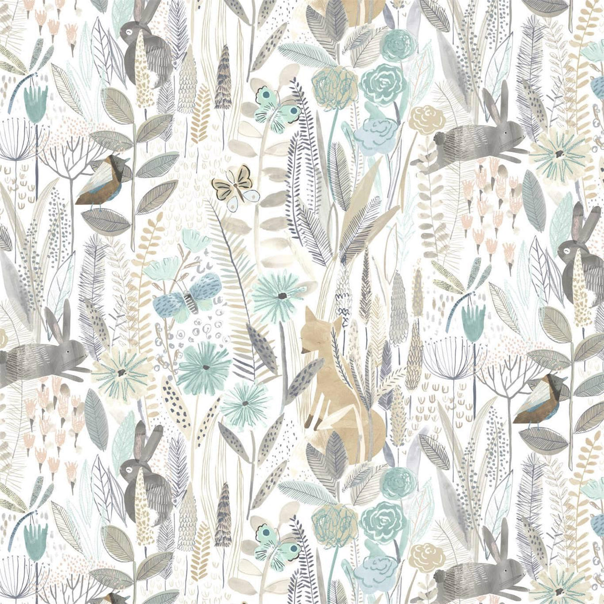 Harlequin Hide And Seek Linen/Duck Egg/Stone Wallpaper