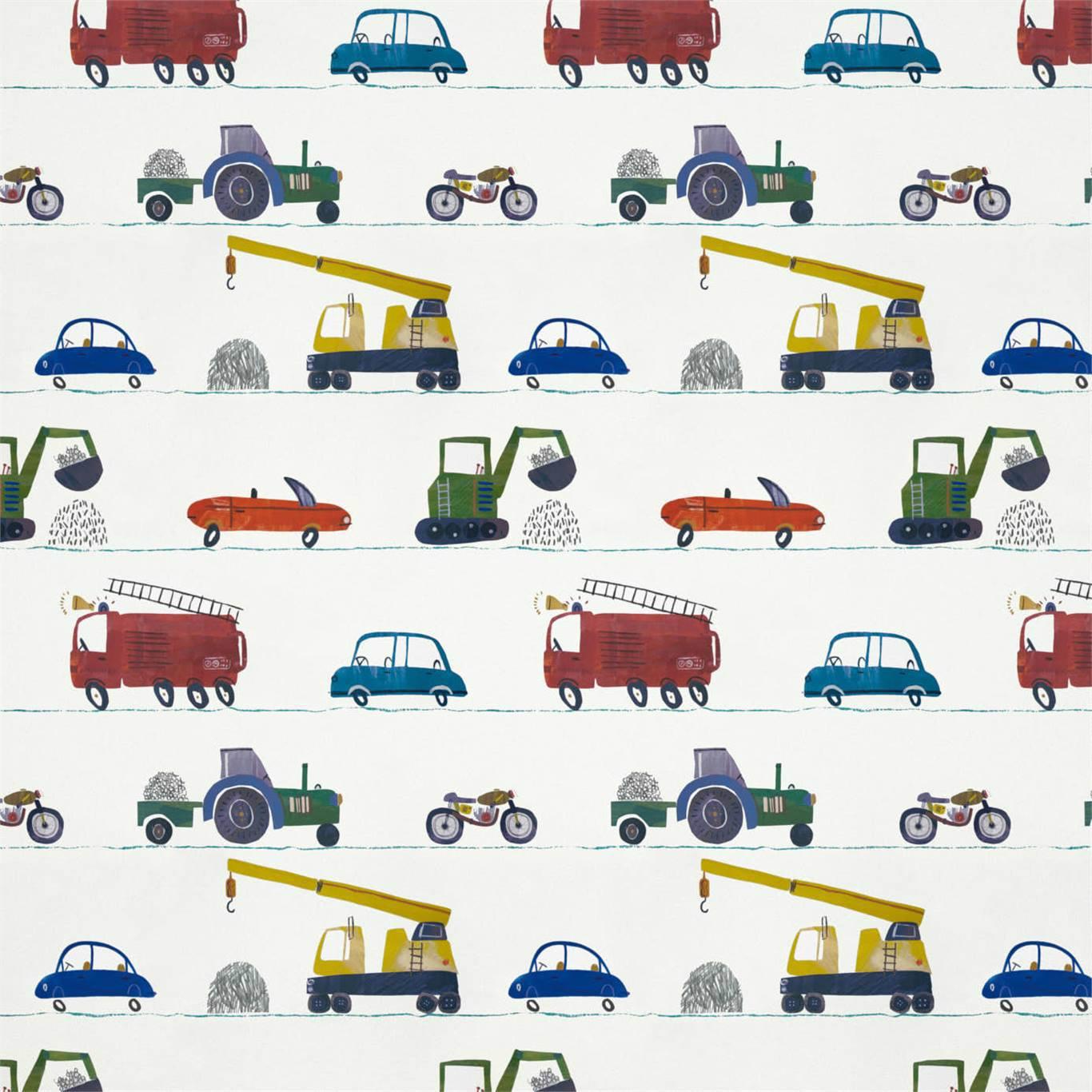 Harlequin Just Keep Trucking Tomato/Marine/Gecko Wallpaper