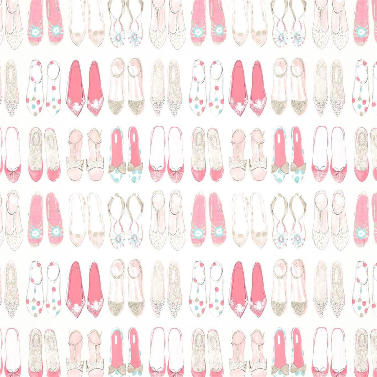 Harlequin World At Your Feet Pebble/Blossom/Sky Wallpaper