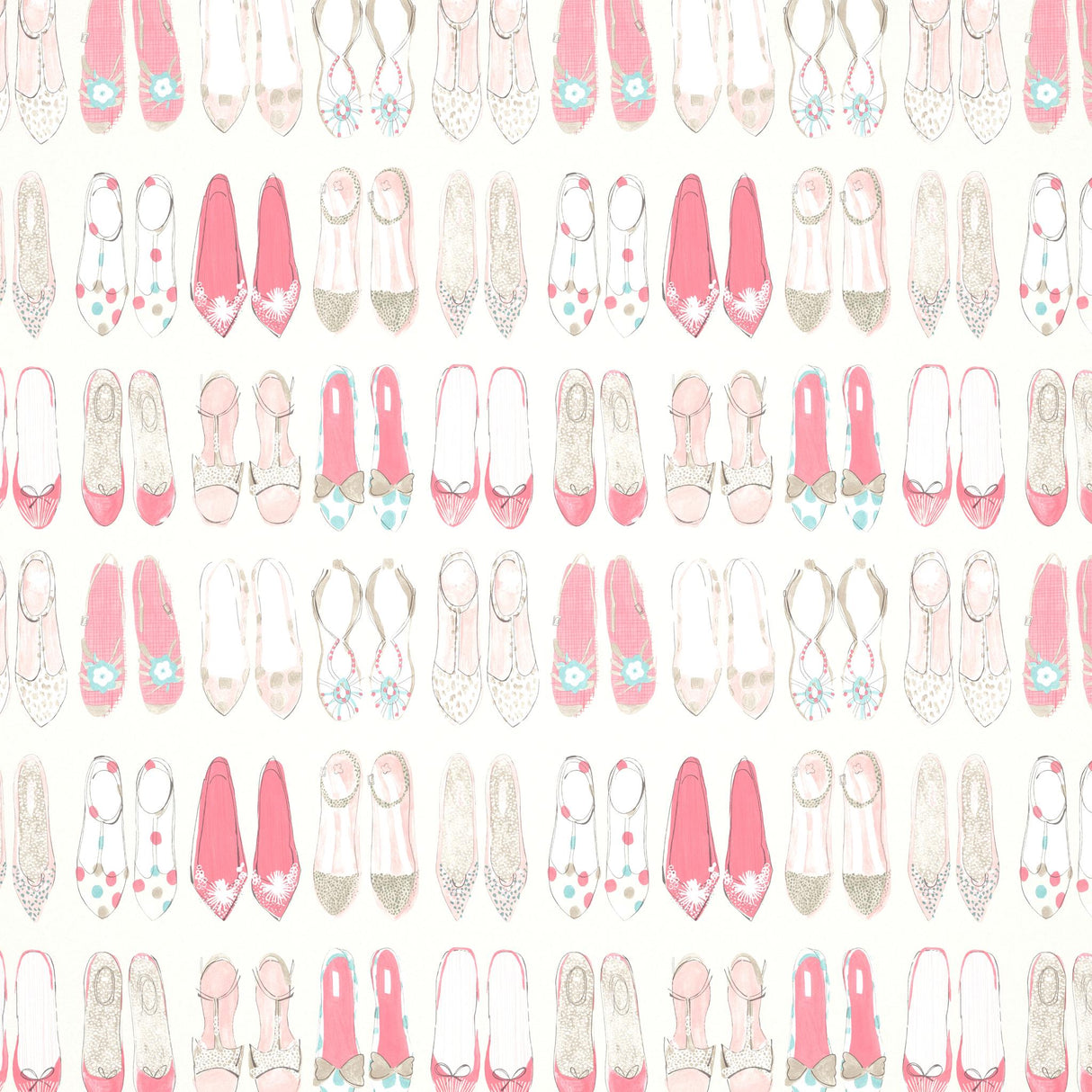 Harlequin World At Your Feet Pebble/Blossom/Sky Wallpaper