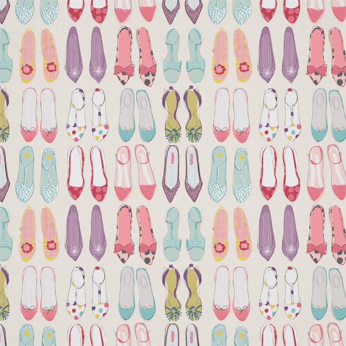 Harlequin World At Your Feet Pebble/Blossom/Sky Fabric