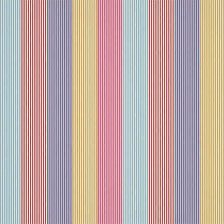 Harlequin Funfair Stripe Grape/Cherry/Pineapple/Blossom Fabric