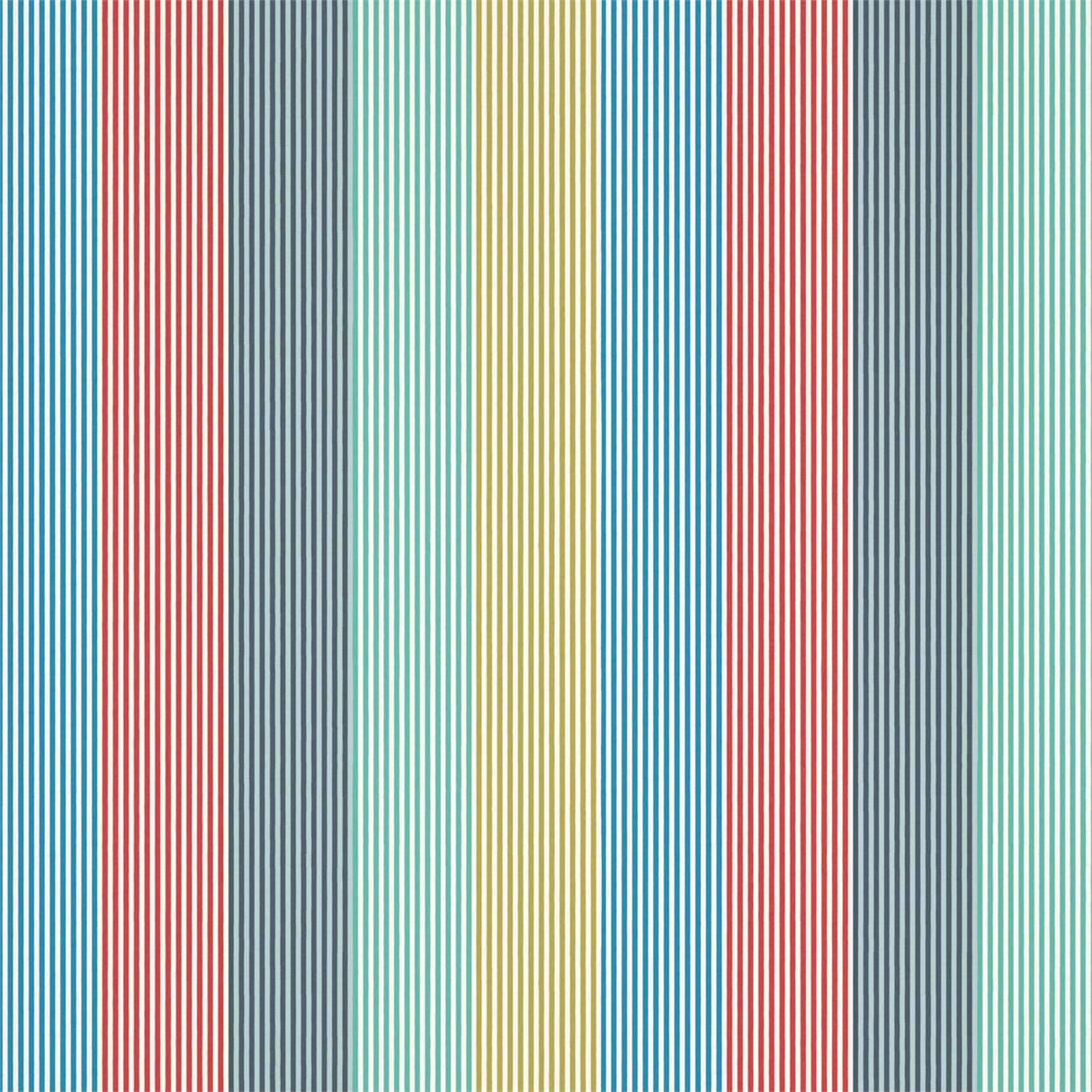 Harlequin Funfair Stripe Ink/Aqua/Kiwi/Marine/Poppy Fabric