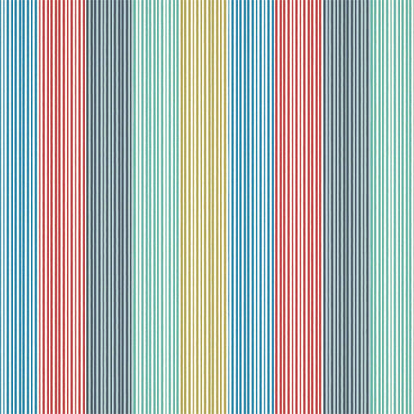 Harlequin Funfair Stripe Ink/Aqua/Kiwi/Marine/Poppy Fabric