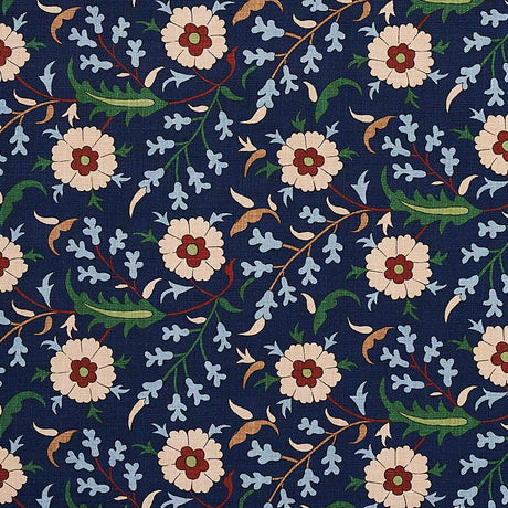 Schumacher Floralia Indigo Fabric