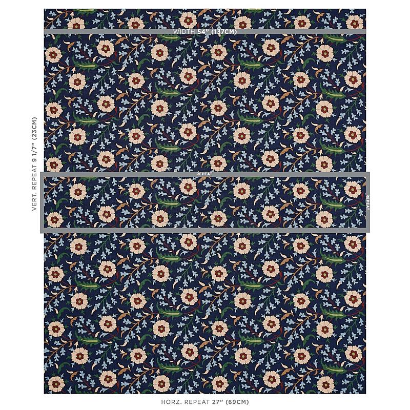 Schumacher Floralia Indigo Fabric