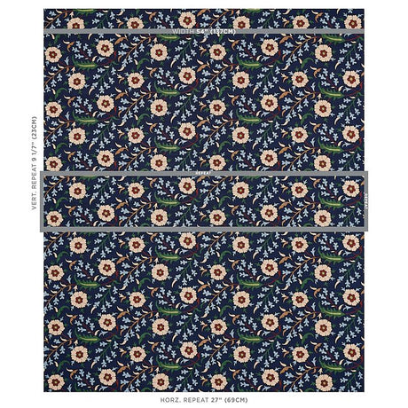 Schumacher Floralia Indigo Fabric