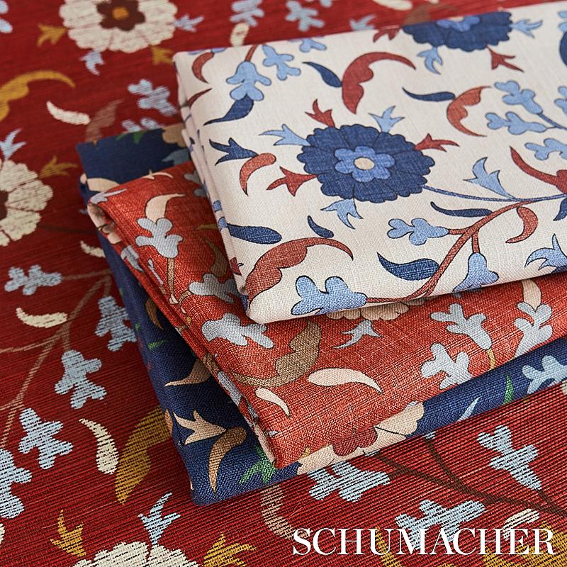 Schumacher Floralia Indigo Fabric