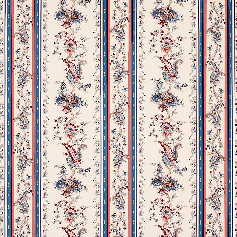 Schumacher Elena Paisley Stripe Blue Fabric