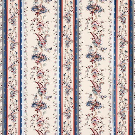 Schumacher Elena Paisley Stripe Blue Fabric
