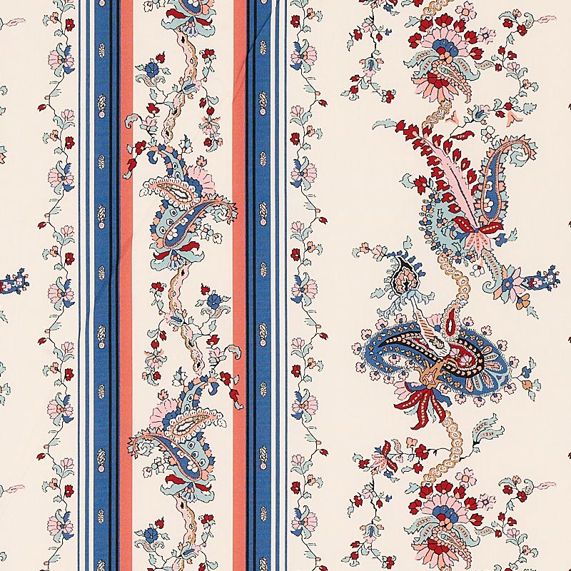 Schumacher Elena Paisley Stripe Blue Fabric
