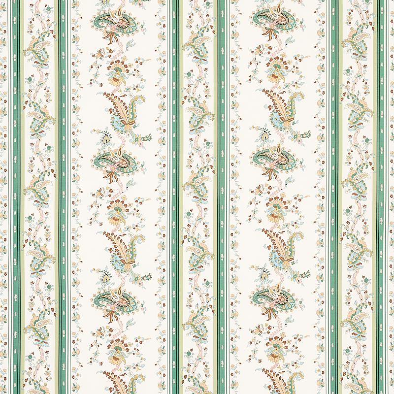 Schumacher Elena Paisley Stripe Green Fabric