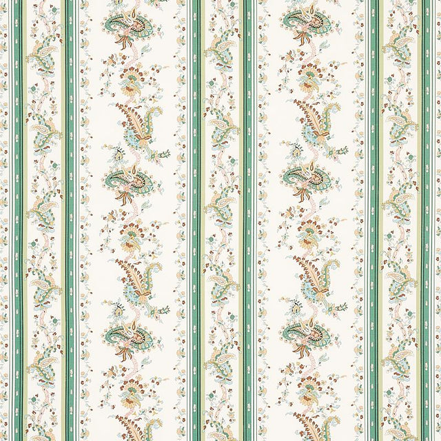 Schumacher Elena Paisley Stripe Green Fabric