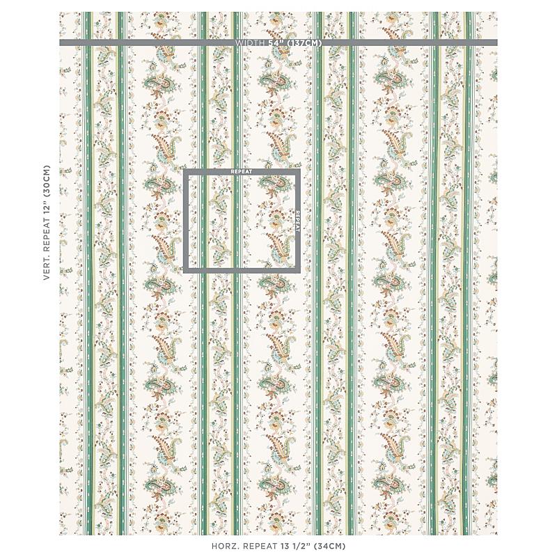 Schumacher Elena Paisley Stripe Green Fabric