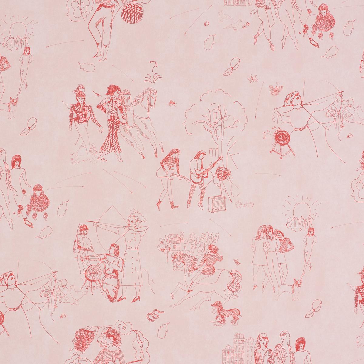 Schumacher Toile De Femmes Poppy Wallpaper