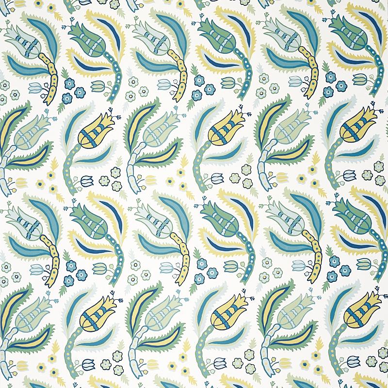 Schumacher Malabar Vine Peacock Wallpaper