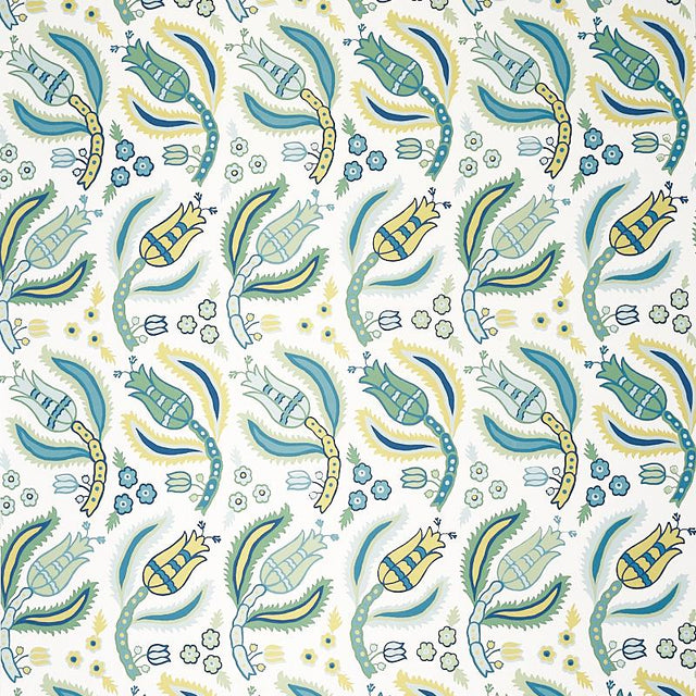 Schumacher Malabar Vine Peacock Wallpaper