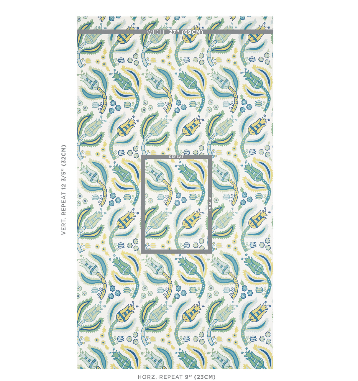 Schumacher Malabar Vine Peacock Wallpaper