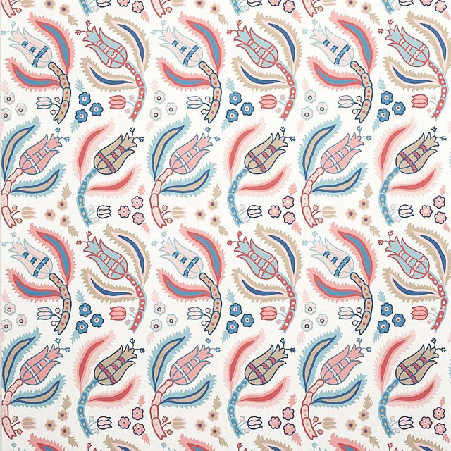 Schumacher Malabar Vine Rose & Delft Wallpaper