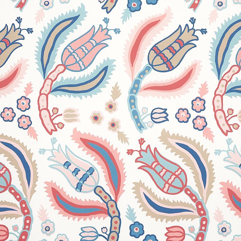 Schumacher Malabar Vine Rose & Delft Wallpaper