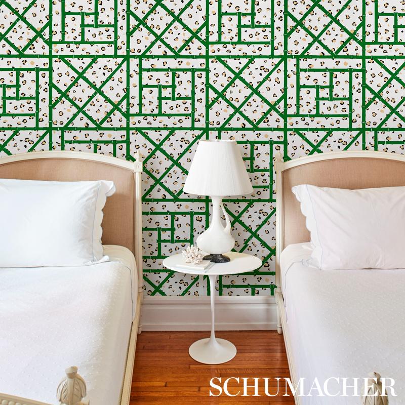 Schumacher Fancy Beast Safari Green/Ivory Wallpaper