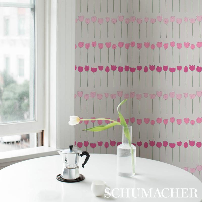Schumacher Edie Pink Ladies Wallpaper